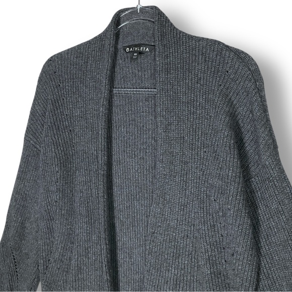 Athleta Lucca Cardigan Sweater Sz XS Cashmere Wool Blend Charcoal Gray Long Open - Picture 6 of 12